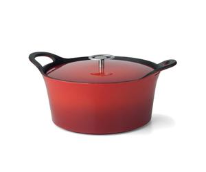 CUISINOX - Volcan - Cocotte ronde 2 cm avec couvercle - 1.6 L - Fonte de fer emaillée - Compatible tous feux dont induction - sans PTFE ni PFOA - Rouge