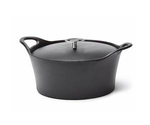 CUISINOX - Volcan - Cocotte ronde 24 cm avec couvercle - 3.4 L - Fonte de fer emaillée - Compatible tous feux dont induction - sans PTFE ni PFOA - Noir