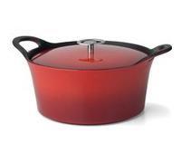 Volcan - Cocotte ronde 24cm fonte de fer émaillée rouge avec couvercle Cuisinox