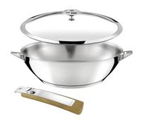 Cuisinox Wok inox 28 cm + poignée effet bois, Tous feux dont induction