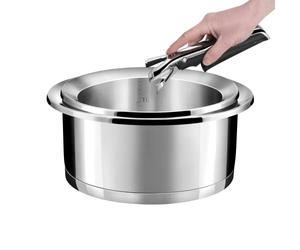 Cuisinox - Ycône - Lot de 2 casseroles 16-20 cm inox avec poignée amovible (1.5L, 2.5L) - Fond thermo diffuseur - Compatible tous feux - Acier Inox 18/10 - Finition Satinée - Sans PFOA, PTFE, PFAS