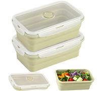 CUISITOOL Lot de 2 grands récipients alimentaires pliables avec couvercles, bols pliables pour camping, gain de place, bols de rangement en silicone anti-fuite de 1200 ml, passent au lave-vaisselle