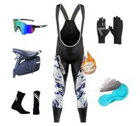 Cuissard de Cyclisme pour Homme - Rembourrage 8D - Doublure en Polaire Thermique - Chaud - Pantalon de Cyclisme - Pantalon d'équitation - Pantalon d'hiver pour vélo (M,TYP-14)