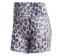 adidas Damen Seasonal Essentials Leopard Print Biker Shorts with 3-Stripes, MULTICOLOR/ice purple, M