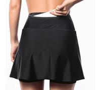 Cuissard Vélo Femme 2 en 1 Jupe Short Cyclisme avec Rembourrage Gel 5D, Taille Haute, Poche Intérieure, Antichoc Respirant Été (TG,Noir)
