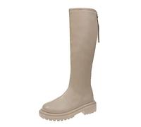 Cuissarde Haute Femme Grande Taille Bottes Plateforme Mi-Mollet pour Femme Bout Rond Bottine en Cuir PU Bottines Vernis Couleur Unie Botte Automne Hiver Boot Chic Et Polyvalent Cuissarde