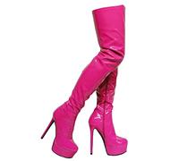 Cuissardes à Plateforme Stiletto 15 cm Rose foncé pour Femmes - pour Les soirées, Les Rendez-Vous Amoureux et Les Occasions de Gala,Rose,40 EU