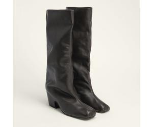 Cuissardes à talons hauts en cuir marron foncé 38