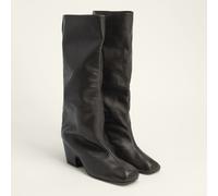 Cuissardes à talons hauts en cuir marron foncé 39
