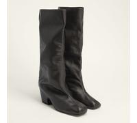 Cuissardes à talons hauts en cuir marron foncé 40