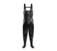 Cuissardes de pêche pour femme - Pantalon de pêche pour homme - Salopette de jardinage et de chasse - Combinaison noire brillante avec ceintures - Imperméable et respirante - Salopette de sécurité