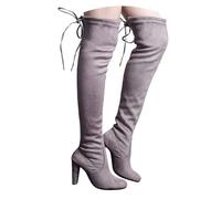Cuissardes Femme Talon Haut Bout Pointu Daim | Bottes Au Dessus Du Genou Élégantes Avec Laçage Arrière Style Féminin Pour Soirée Et Mode