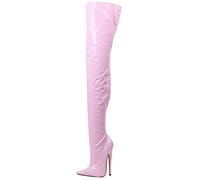 Cuissardes Femmes 7 pouces/18 cm Talons Hauts Aiguille Talon Fin Fermeture éclair Entrejambe Bottes passionnant décapant Club pôle Chaussures de Danse