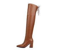 Cuissardes pour Femmes, Cuissardes à Talons épais de 7,5 cm, Bottes Extensibles, Mode, Bottes Longues de Grande Taille pour Le Travail Quotidien, Les Loisirs, Noir, 39 EU