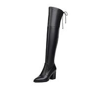 Cuissardes pour Femmes, Cuissardes à Talons épais de 7,5 cm, Bottes Extensibles, Mode, Bottes Longues de Grande Taille pour Le Travail Quotidien, Les Loisirs, Noir, 39 EU