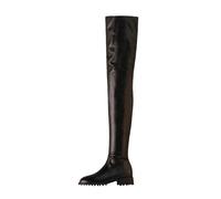 Cuissardes Pour Femmes, Cuissardes Extensibles De 3,5 Cm Talons Carrés Bout Rond Bottes Longues À Fermeture Éclair Latérale Bottes Confortables À Talons Bas Pour L'automne Et L'hiver , 37 EU , Black