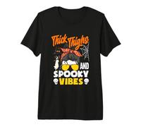 Cuisses épaisses et Vibrations effrayantes Chignon désordonné Femmes Halloween T-Shirt Haut de Gamme