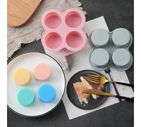 Cuisson de cuisson en silicone pour quatre gâteaux cylindriques connectés Design polyvalent pour des pâtisseries parfaitement formées (13,8 x 13,8 x 3 cm)