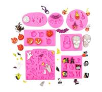 Cuisson d'Halloween à thème pour gâteaux cupcakes, B | Chauve-souris et toiles avec chapeaux de sorcière et étoiles, plusieurs cavités pour décoration de gâteaux et cupcakes