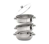 Cuisson Pot à vapeur à trois couches cuisine en acier inoxydable couvercle en verre Multi - fonction Cuiseur vapeur CUIT VAPEUR