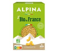 Cuisson rapide et saveur authentique pour vos repas quotidiens - ALPINA Coquillette Bio, Blé français, Moule bronze, 500g - Lot de 4