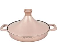 Cuisson Tajine Safran 30 cm - Antiadhésif - Sans PFOA - Convient pour Toutes les plaques de cuisson - Or rose avec gants de four et feutre