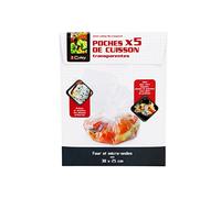 CUISY KB5580 Lot de 5 Poches de Cuisson Pet Transparent 37,70 x 25 x 0,10 cm