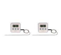 Cuisy KC2053 Thermomètre à Sonde/Minuteur Acier Inoxydable Rouge/Noir/Blanc/Vert 8 x 8 x 1,8 cm *Coloris Aléatoire* (Lot de 2)