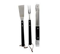 CUISY KC2363 Ustensile Barbecue Manche, Bois/INOX Noir 42,50 x 5,50 x 3 cm 3 pièces