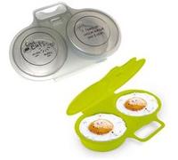 COOK CONCEPT - KC2152 Cuisy pour Œufs au Plat, Mollets, Durs au Micro-Ondes - Set de 2-10 Pièces - Plastique - 15,8 x 11,5 x 3 cm - Couleur Aléatoire - Pratique et Facile à Nettoyer