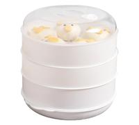 Cuit-Vapeur Blanc Pour Micro-ondes - Marmite À Vapeur Avec Couvercle Plat | Ustensiles De Cuisson, 3 Niveaux Pour Cuisine Saine Et Rapide, Design Empilable Avec Légumes, Poisson, Sans BPA