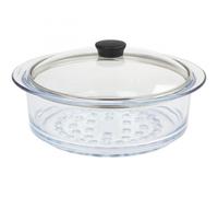 Cuit-vapeur en verre avec couvercle - Diamètre: 24 cm