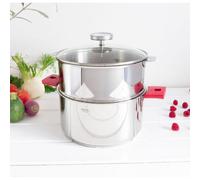 Cuit-vapeur inox Biome avec anses bakélite - Diamètre: 24 cm, Couleur de la poignée: Framboise