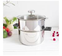 Cuit-vapeur inox Biome avec anses bakélite - Diamètre: 24 cm, Couleur de la poignée: Noire