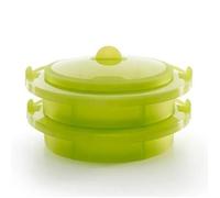 Cuit vapeur - Lékué - Pliable 2.5L - Silicone Platine Vert - Compatible lave-vaisselle - 1200ml