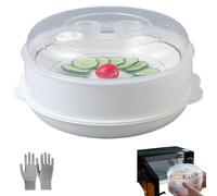 Cuit-Vapeur Pour Four à Micro-Ondes Avec Couvercle Et Plateau, RéCipient De Cuisson Grande Capacité, StéRilisateur Pour Riz, Nouilles, Raviolis (1 layer)