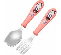Cuitisan Infant Ensemble fourchette et cuillère en acier inoxydable pour enfant Rose