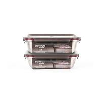 Cuitisan - Lot de 2 boites alimentaires en inox compatible au micro-ondes - 1100ml