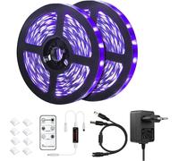Cuiv-Lumière Noire Led Uv De 10 Mètres Avec Télécommande,600 Perles,12 V / 3 A,Lampe Noire Flexible Pour Bal Fluorescent,Éclairage De Scène (33 Pieds)