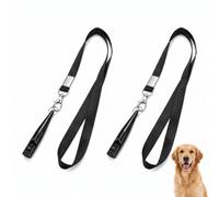 cuiv Sifflets pour Chien 2 Pièces, Sifflet de Dressage et de Rappel Noir | Sifflet à main pour l’éducation et l’obéissance du chien, aide pratique avec cordon pour promenades et exercices quotidiens