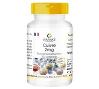 Cuivre 2mg - 250 comprimés de 2mg chacun - Bisglycinate de cuivre - HAUTE DOSE - Qualité pharmaceutique allemande - Vegan | Warnke Vitalstoffe