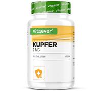 Cuivre - 365 comprimés de 2 mg - 1 an d'approvisionnement - Haute biodisponibilité - Gluconate de cuivre - Hautement dosé - Végétalien - Sans substances indésirables.