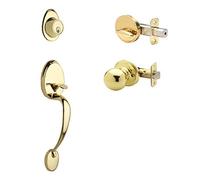Cuivre Creek Cz2610 X Bk-ab Colonial Porte avant Handleset avec boule Bouton Intérieur confection en AB, CZ2610xBK-PB