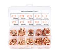 Cuivre Rondelles Metal, Joints Bague D'étanchéité, Rondelles Plates, Joint Torique avec Boîte pour L'étanchéité - 200 Pcs/M5 M6 M8 M10 M12 M14