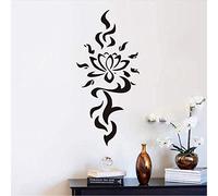CUIXIAOQI Fleur de Lotus - Sticker Mural en Vinyle pour Salon ou Chambre à Coucher pour créer Une Ambiance sereine et Zen, Sticker Mural Noir et Blanc 43 x 93 cm