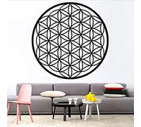 CUIXIAOQI Fleur de vie - Sticker mural en vinyle pour studio de yoga ou espace de méditation exprimant des thèmes de géométrie sacrée et de connexion spirituelle, autocollant mural noir et blanc 60 x