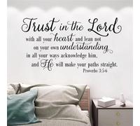 CUIXIAOQI Sticker mural amovible noir et blanc - Trust in the Lord with all your heart - Convient pour chambre ou salon - Exprimant des thèmes de foi - 57 x 100 cm