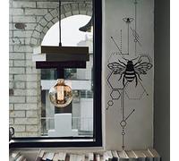 CUIXIAOQI Sticker Mural Amovible Noir Motif Abeille Géométrique Convient pour l'Étude ou le Bureau Exprimant le thème de l'Industriosité et de l'Innovation Stickers muraux Noir et Blanc 100 x 38 cm