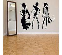 CUIXIAOQI Sticker Mural Amovible Noir - Trois silhouettes de femmes shopping convient pour chambre ou salon - Exprimant charme féminin et thème de la mode - Stickers muraux noirs et blancs 70x57cm