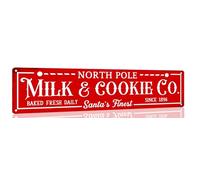 CUIYMXSC North Pole Milk and Cookie Co - Plaque en métal vintage amusante pour café, maison, bar, ferme, décoration murale de Noël - 10,2 x 40,6 cm